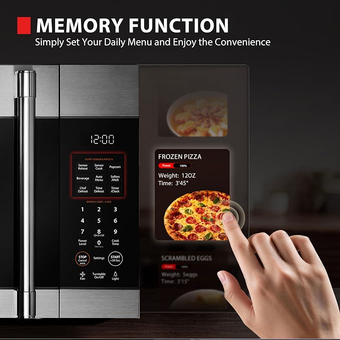 TOSHIBA 1.9 Cu.Ft. Over the Range Microwave Oven with Easy Installation, Soft Close Door, ChefDefrost, Sensor, 400 CFM Ventilation, 1000W, Stainless Steel, OA-EM19PH(SS)