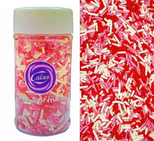 Sentovac Edible Valentines Jimmies Sprinkles for Cake Decorating Baking Cookie and Ice Cream Topper Decorations Sprinkles Supplies 78g/2.75oz