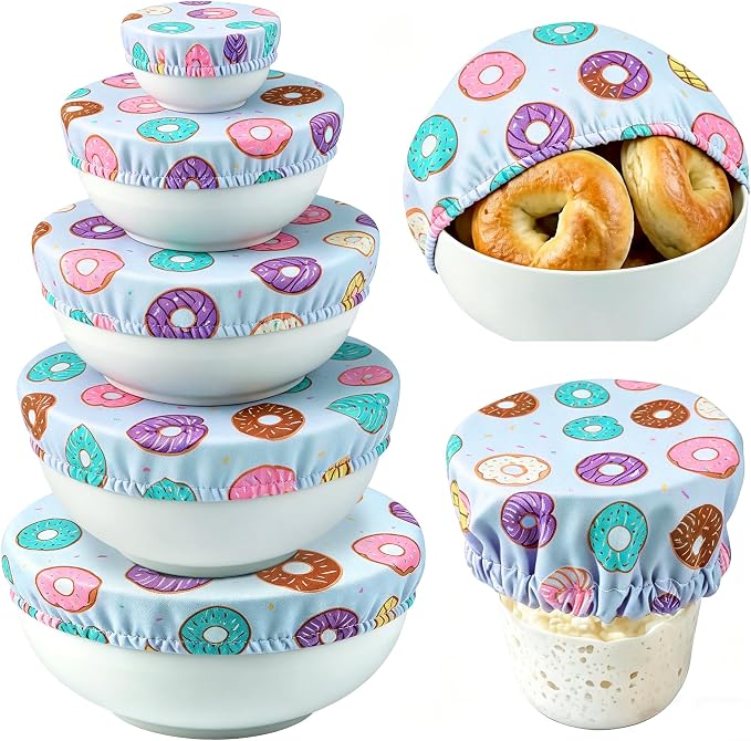 6PCS Bowl Covers Reusable Bread Proofing Bowl Covers Sourdough Bread Baking Accessories, Doughnuts