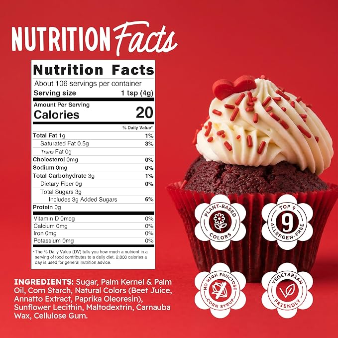 Snackathon Natural Sprinkles for Baking & Decorating, Dye-Free Red Sprinkles, 15 oz Bulk Jimmies in Resealable Bag - Naturally Colored, No Artificial Dyes, Gluten-free for Cakes, Cupcakes & Ice Cream