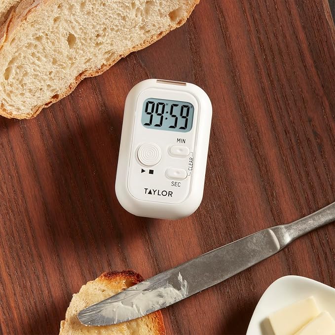 Taylor Multi-Alert (Sound, Light, Vibration) Digital Timer, Standard, White