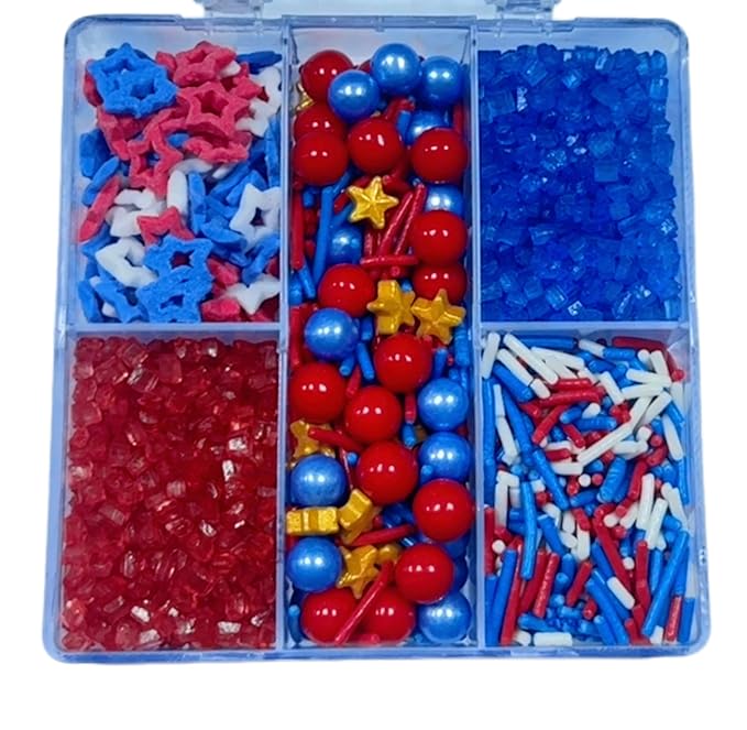 Sentovac Edible Sprinkles Mixing for Patriotic 4th of July Independence Day Cake Decorating Cupcake Cookie and Ice Cream Topper Decorations 2.75oz