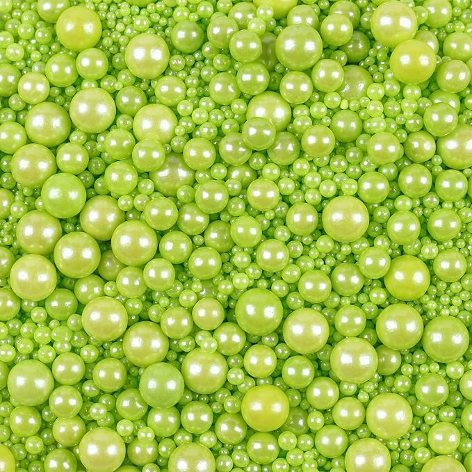 Green Sprinkles for Cake Decorating Easter Sprinkles for Cookie, Edible Sugar Pearls Mixing Sizes for Cupcake Topper, Cookies, Ice Cream Toppings for St Patrick day Party Celebrations 3.5 Ounces