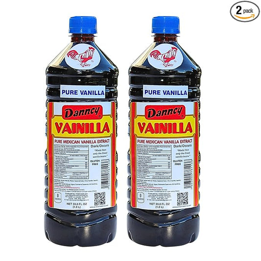 Danncy Vanilla Dark 33.8 fl oz (1L) 2 Pack Authentic Mexican Vanilla Extract
