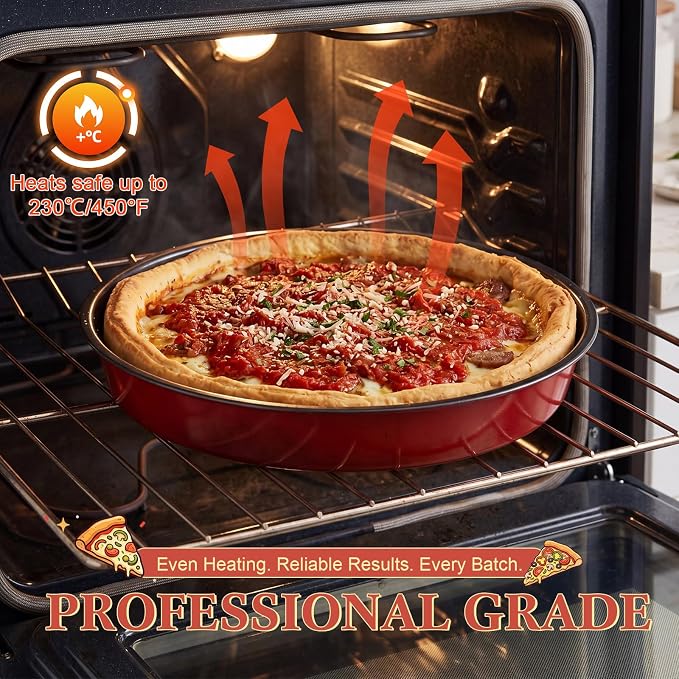 Mifoci 3 Pack Chicago Style Deep Pizza Pan, 10/12 / 14 Inch Nonstick Round Pizza Pan for Oven Carbon Steel Bakeware for Cookie Cakes, Thick Crust Pizzas Oven Safe Trays