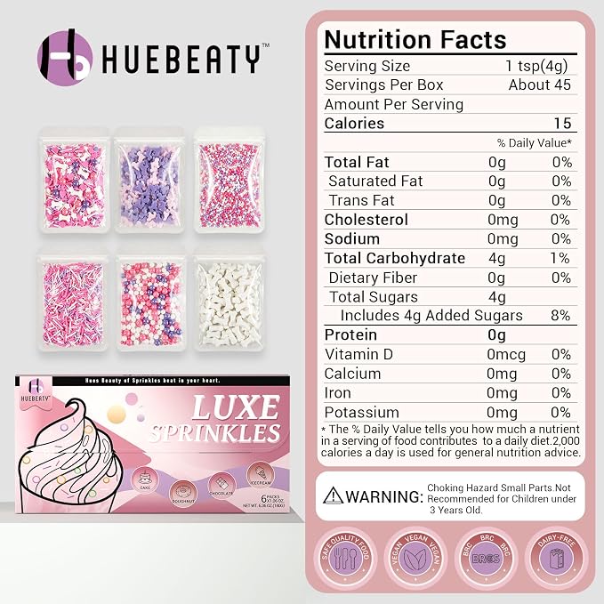 HUEBEATY Puppy Dog Sprinkles with Bone, Pink Purple Cake Sprinkles, 180g | Bone Sprinkles, Puppy Confetti, Pink Purple Princess Sprinkles for Dog Paw Theme Cakes, Girls Birthday Desserts & Cupcakes