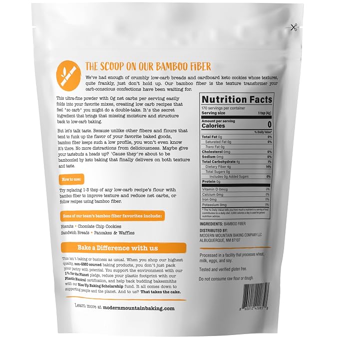 Bamboo Fiber (1.5 lb) 0g Net Carbs, Keto Fiber for Keto and Low Carb Baking, Improves Texture of Keto Baking, Keto-Friendly, Verified Gluten Free, Non-GMO Sourced, Finest Grind of Bamboo Flour