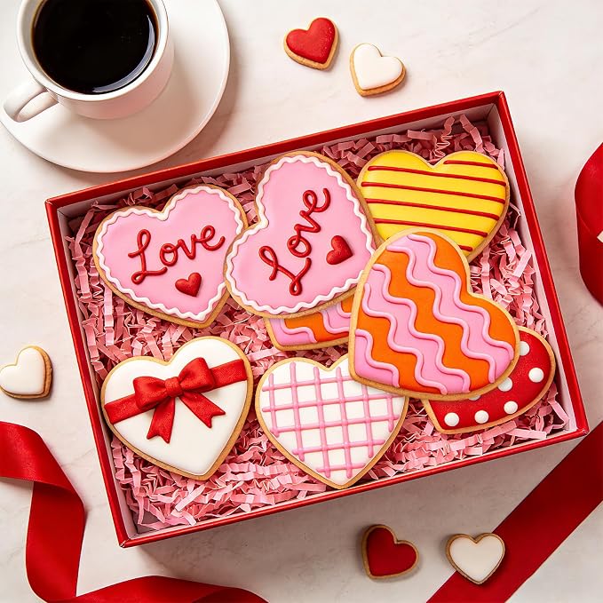 Heart Cookie Cutter Set, 5 Pieces Heart Cookie Cutter for Valentine's Day, Stainless Steel Small Heart-shaped Molds Fondant Biscuit Fruit Cutters for Valentines Day Holiday Birthday Party Supplies