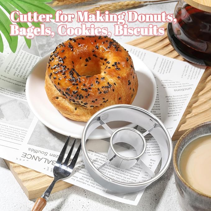 Luomorgo 2 Pack Stainless Steel Donut Cutter 3.15 Inch - Heavy Duty Doughnut Cutter Baking Tools for Donuts, Bagels, Cookies & Biscuit Pastries - Home & Professional Use