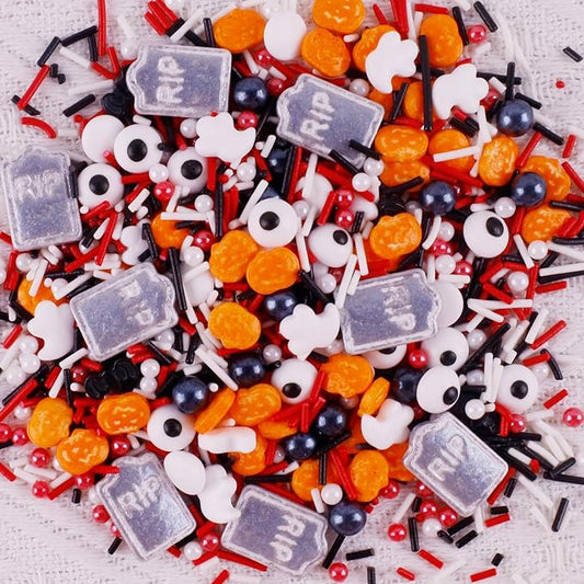 Candy Eyeballs Halloween Sprinkles Edible Eyes for Decorating Pumpkin Ghost Tombstones Sprinkle Candy Eyes Edible Eyeball Sprinkle Sugar Pearls Cake Decorations for Halloween Cupcakes Cookie 3.5 Oz