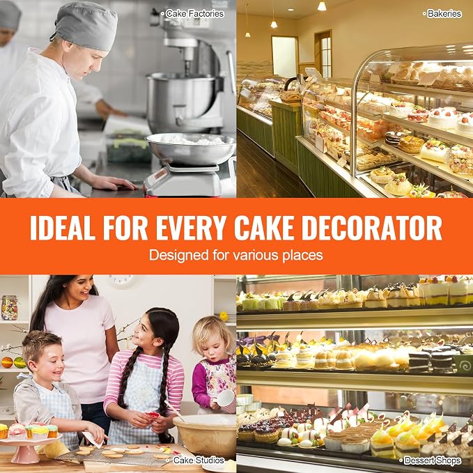 VEVOR Cake Decorating Machine, Cake Cream Spreading Coating Smearing Machine, Low Noise Cake Frosting Machine, Turntable with Adjustable Scraper, for 6" to 14" Cake, 25-320RPM Rotating Speed, Pink