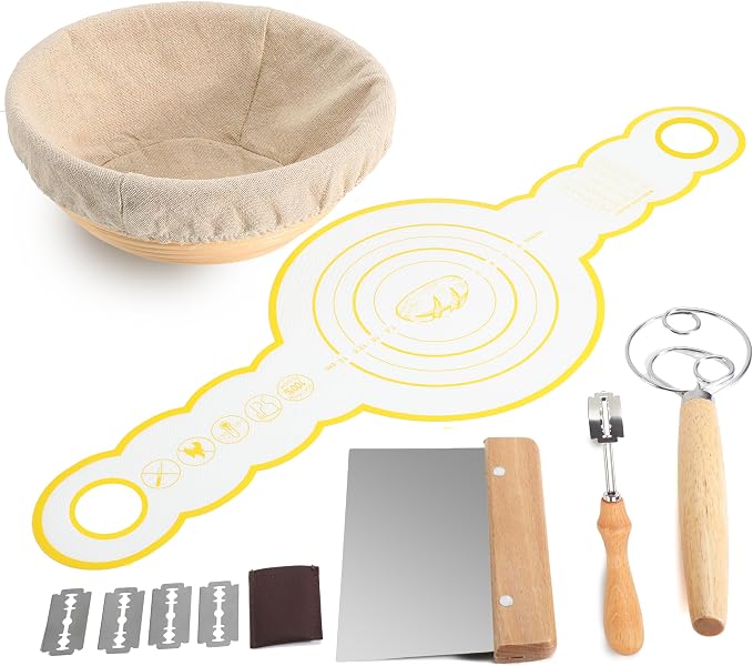DOYOLLA Bread Proofing Baskets 8.5 inch Round Dough Proofing Bowls w/Liners Perfect for Home Sourdough Bakers Baking