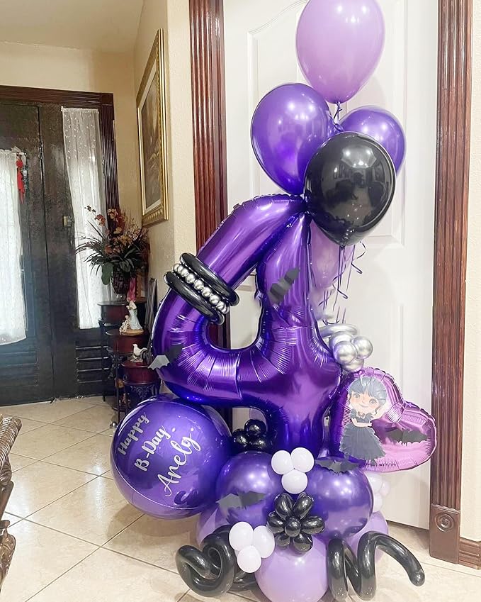 Purple Number 9 Balloon 40 Inch, 9th Birthday Party Decorations for Children, Giant 9 Foil Balloon for Party Supplies