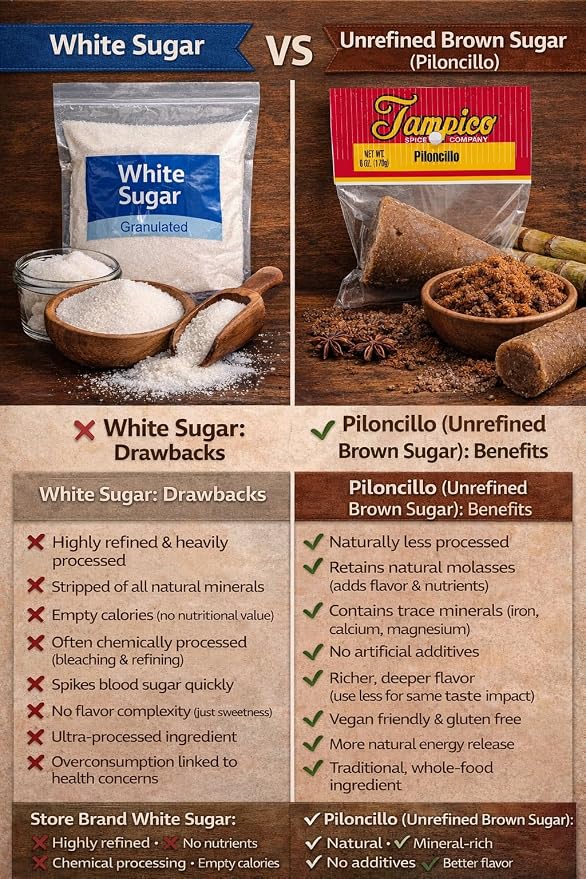 Piloncillo Brown Sugar Cone– Authentic Mexican Cane Sugar - Pure Unrefined Brown Sugar - Traditional Panela -Panocha for Baking, Coffee, Desserts & Mexican Recipes - Top Grade A Quality