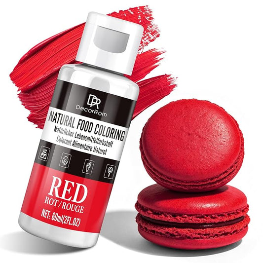 Natural Red Food Coloring - Dye Free Natural Food Dye, FD&C Artificial Dye Free Liquid Food Coloring for Baking, Cake Decorating, Frosting, Icing, Easter Eggs, Fondant, Cookies & More, 2 fl. oz