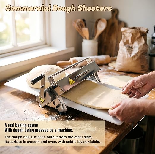 Dough Sheeter Machine, Manual Sheeter, Reversible Puff Pastry and Fondant Sheeter, Foldable, Adjustable Thickness 0-5mm for Croissant Pastry Pizza(Model400 (Professional use))