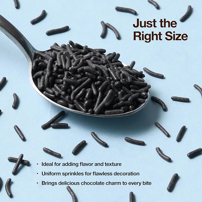 Black Sprinkles 3 oz Bottle | Jimmies Sprinkles for Cake Decorating | Dessert Topping for Baking, Cupcakes, Cookies, Ice Cream, Holidays, Birthdays & Elegant Parties