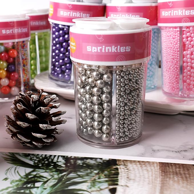 Green Sprinkles for Cake Decorating, 7.8oz Edible Pearl Sprinkles, Sugar Candy Pearls for Baking, Cookie Decorations & Cupcake Topper, Wedding Party Christmas Supplies (Vivid Green, 4 Sizes)