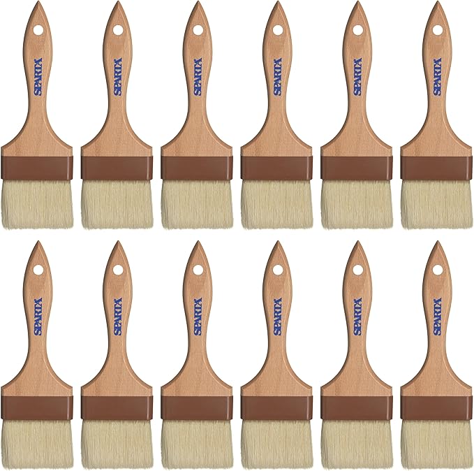 SPARTA Kitchen Basting Brush – 4037600 Basting Brush for Cooking Flat Boar Bristle Brush, Hardwood Handle for Kitchens, Restaurants, Catering, High Heat Food Prep, 4in, Pack of 12