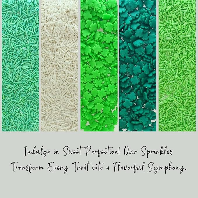 Confect St. Patricks Green & White Vermicelli Sprinkles Mix | Edible Sprinkles for Baking & Cake Decorative | Cookie Sprinkles | Edible Sprinkles mix pack of 5 | Soy-Free, Dairy-Free, Palm Oil-Free - 5 Oz