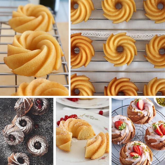 Silicone Swirl Donut Mold, 15-Cavity Mini Spiral Cake Pan, 11.5 x 6.6 inches, 2-Pack, Terra Cotta