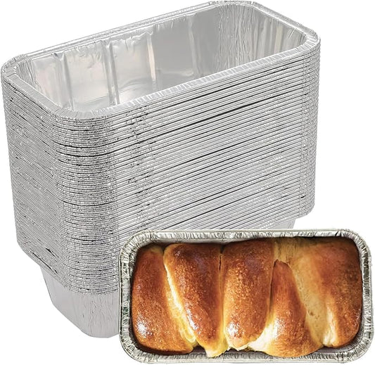 50 Pack Loaf Pans,2Lb Bread Loaf Baking Pans,Disposable Aluminum Loaf Pans,Foil Baking Container Small Foil Bread Tins for Baking Cakes, Easy Release,Non-Stick Meatloaf & Lasagna 8.5"x4.5"x2.5"