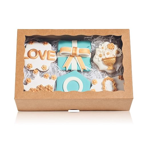 25PCS10 x 7 x 2.5 inches One Piece Professional Strawberry Boxes, Cookie Boxes, Natural Kraft Brown Paper Boxes with Display Window
