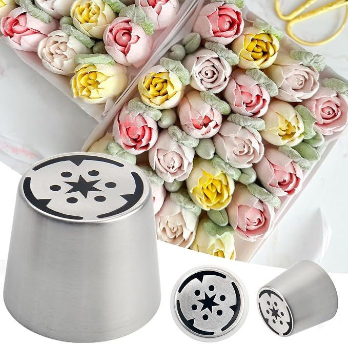 Extra Large Russian Piping Tips for Marshmallows Stainless Steel Flower Frosting Nozzles many styles Cake Decorating Baking tool for Buttercream, Cupcakes Cookies(SL82)