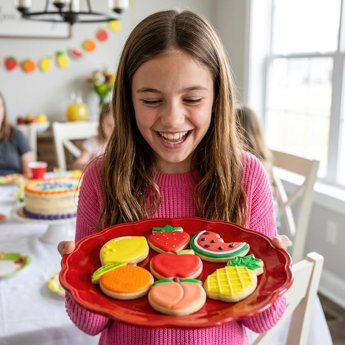 Ann Clark Summer Fruit Cookie Cutters 7-Pc. Set (Lemon, Peach, Pineapple, Watermelon, Orange, Strawberry, Apple) Made in USA