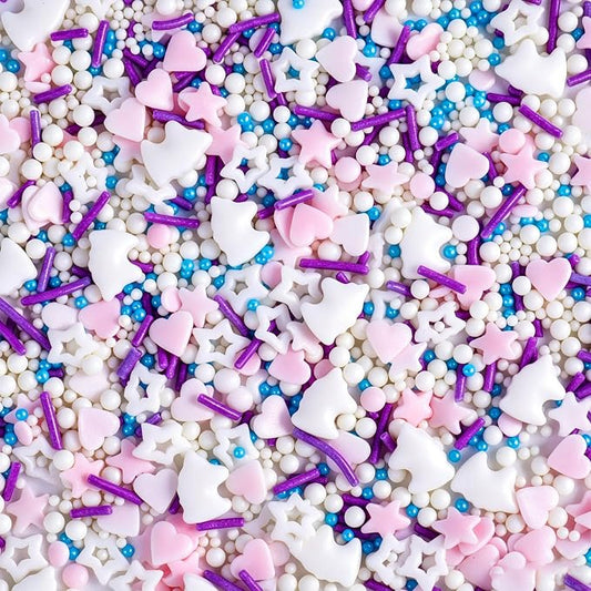 Pastel Unicorn Sprinkles for Cake Decorating, 4.6Oz Unicorns Sprinkles Mix with Edible Jimmies Heart Star for Ice Cream Cupcakes Brownie Cookie Baking Topping