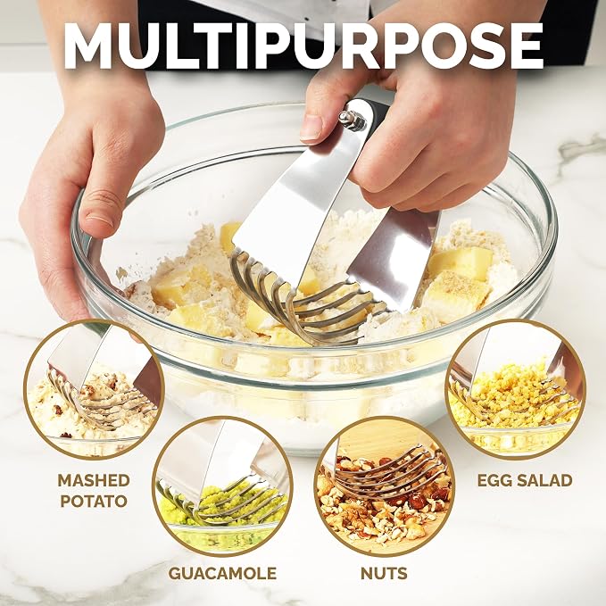 Zulay Kitchen Dough Blender Top Professional - Stainless Steel Pastry Cutter, Heavy Duty Dough Cutter With Blades, Pastry Blender And Butter Cutter - Pastry Cutter For Baking (Black)