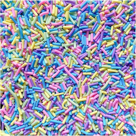 100G Fake Sprinkles Polymer Sprinkles Faux Sprinkles Resin Sprinkles Clay Sprinkles For Resin Fake Candy Sprinkles for Nail Art DIY Crafts Cake Phone Case (100G Long Purple+Green+Blue)