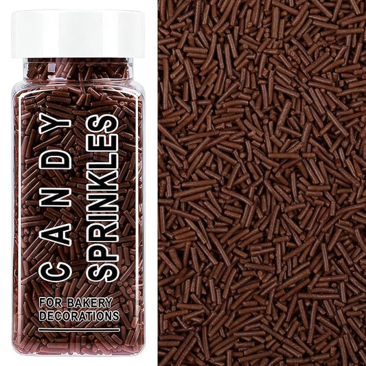 Chocolate Jimmies Sprinkles, Edible Brown Sprinkles for Baking Topping, Cupcakes, Cookies, Ice Cream & Cake Decorating, Christmas Halloween Year-Round Party Supplies