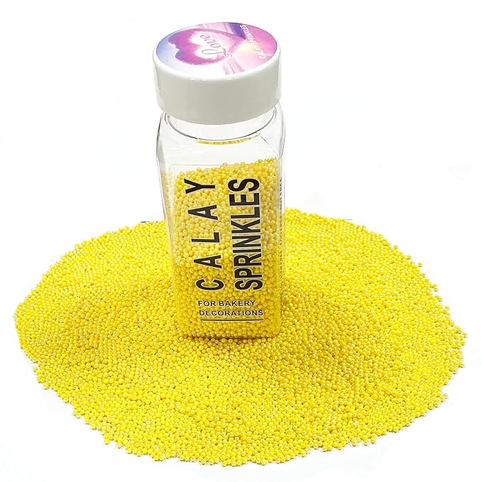 Homipooty Nonpareils Sprinkles Edible Yellow Pearl Sugar Sprinkles 110g/3.88oz 2mm Mini Yellow Pearls Baking Cakes Cupcake Topper and Cake Decorations for Valentines Day Halloween Christmas