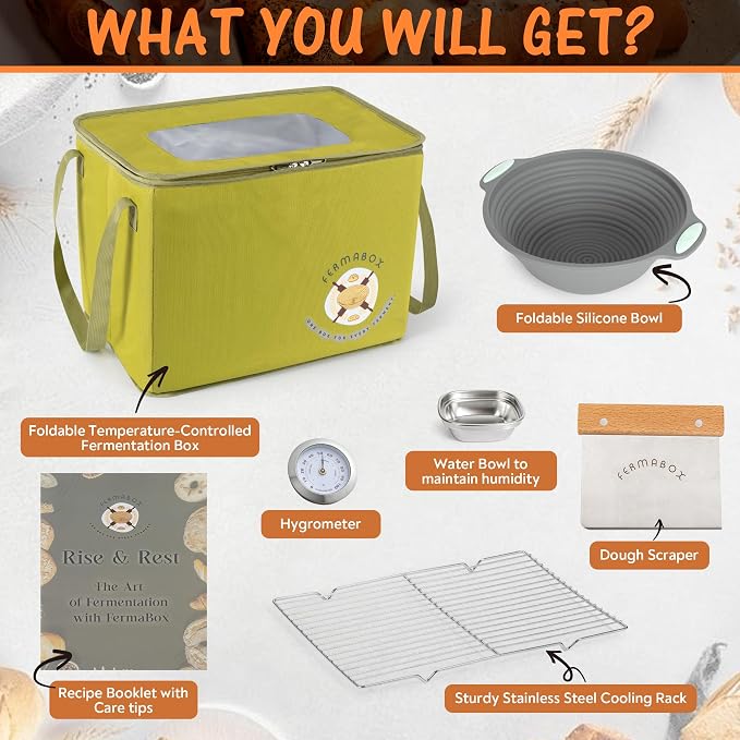 Foldable Bread Proofing Box - Bread Proofer Box - 60-120°F Temp Control, 24H Timer