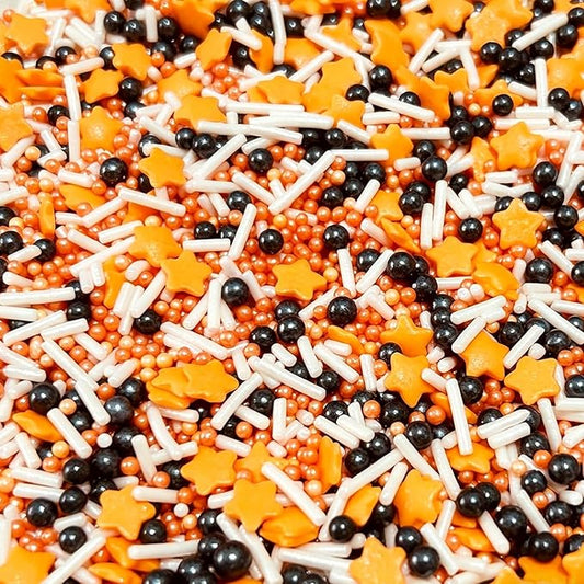 Graduation Sprinkles Edible, Orange and Black Sprinkles for Cake Decorating, Ice Cream, Cookies and Donuts Toppings, Graduation Party Supplies