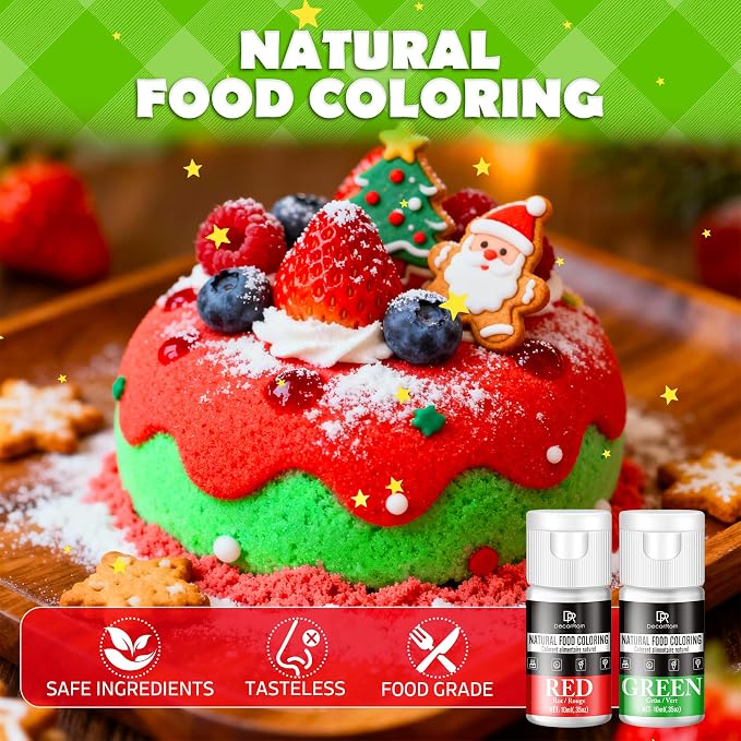 Natural Food Coloring, 10 Colors Bright Liquid Dye Free Food Coloring, Plant Based Food Colorings for Baking, DIY Cake Making, Cookie Decorating, Donut, Cream, Fondant, Candy & Baking Adult Hobby
