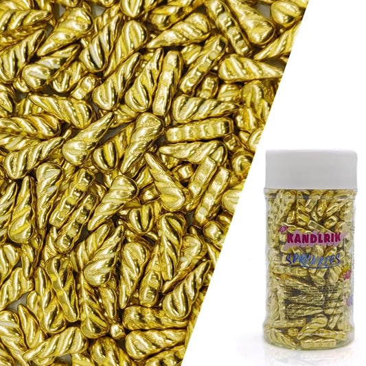 Super Gold Unicorn Horn Sprinkles Edible Unicorn Horn Cake Decorating Cake Decorations Cupcake Toppers Cookie Decorating Perfect for Cakes, Cupcakes, Desserts Toppings 3OZ
