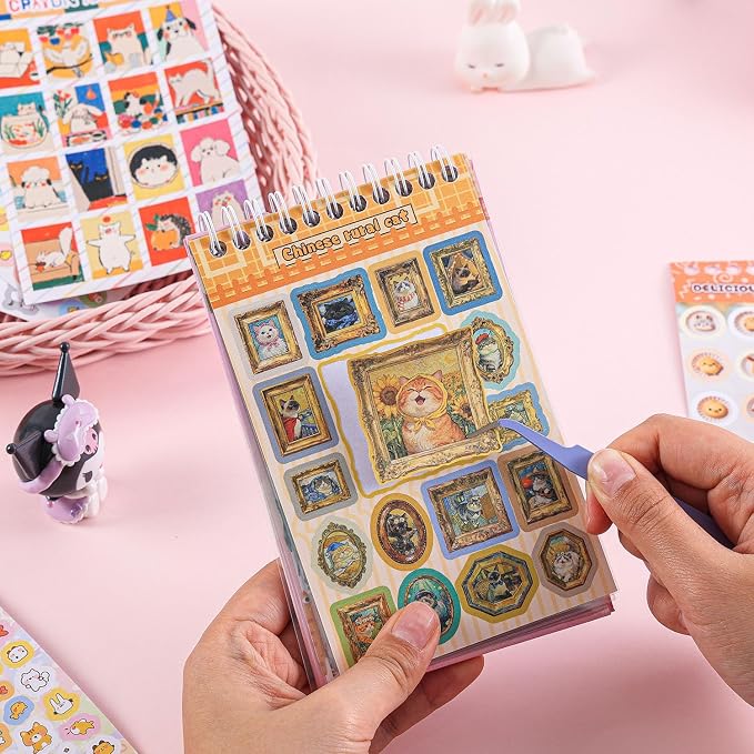 Girl's Cute Sticker Book, Cartoon Pet Theme - 700+ Cute Animal Style Foodie Stickers, for DIY Scrapbooking Journaling Handbook Decoration