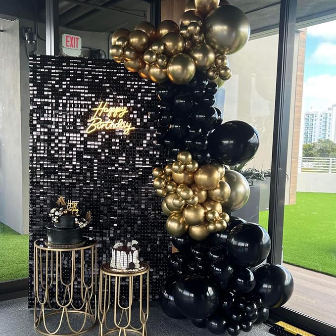 Voircoloria 110pcs Black Balloons 12inch Matte Black Latex Party Balloons for Graduation, Wedding, Birthday, New Year, Baby Shower, Anniversary, Holiday Party Decorations
