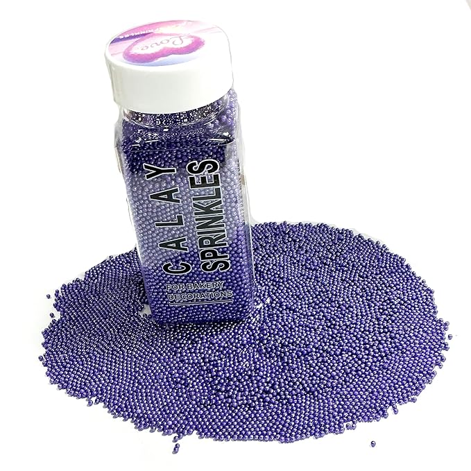 Homipooty Nonpareils Sprinkles Edible Purple Pearl Sugar Sprinkles 110g/3.88oz 2mm Mini Purple Pearls Baking Cakes Cupcake Topper and Cake Decorations for Valentines Day Halloween Christmas