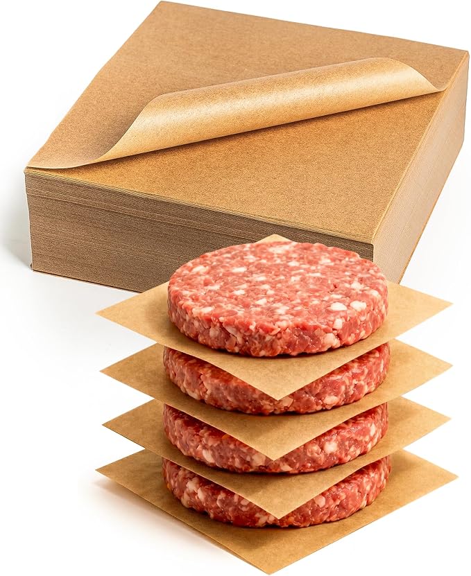 1000Pcs 6x6 Inches Parchment Paper Squares, Bulk Unbleached Hamburger Patty Paper, Heavy Duty Non-Stick Baking Parchment Sheets for Separating Patty, Homemade Burgers, Naan & Tortillas