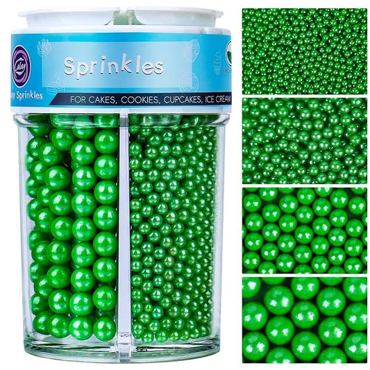 ST Patricks Day Sprinkles for Cake Decorating, 7.8oz Deep Green Pearl Sprinkles 4 Sizes Mix for Cake Cupcake Cookie Baking Donuts Ice Cream Toppings