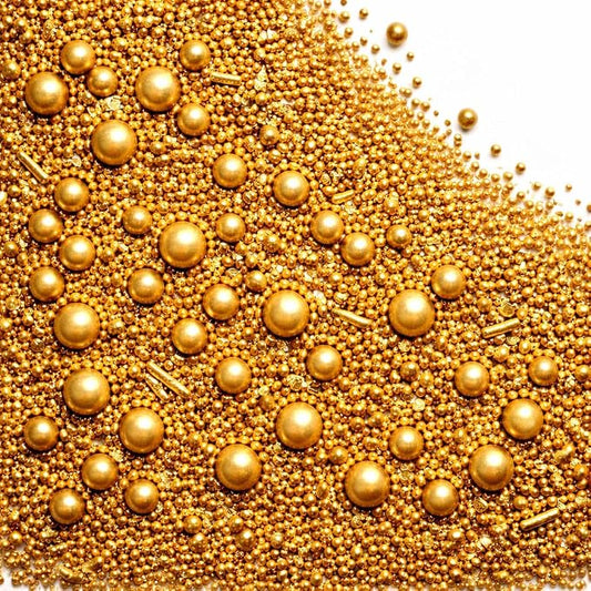Confect Gold Sprinkles – Premium Metallic Gold Pearl Cake & Cupcake Sprinkles (4.2 oz) – Bake Stable, Soft Chew, No Synthetic Dyes – Edible Decorating Sprinkles for Cookies & Baking