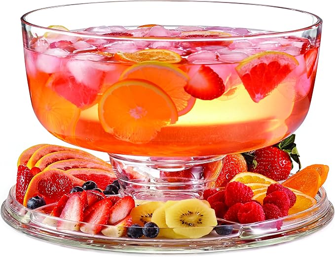 Royalty Art Glass Cake Stand with Dome – 6-in-1 Convertible Cake Plate, Punch Bowl & Chip and Dip Server, Pedestal Dessert Display – Italian Made Glass – Dishwasher Safe