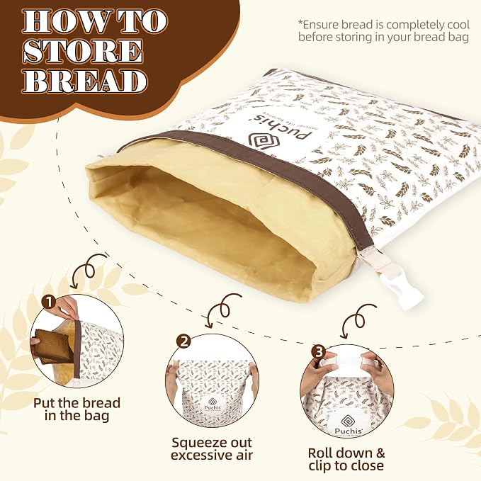 Beeswax Bread Bags for Homemade Bread, 2-Pack XL Sourdough Bread Bags, Reusable Cotton Bread Storage Bags, Beeswax Lined, Freezer Safe, 17" x 13"