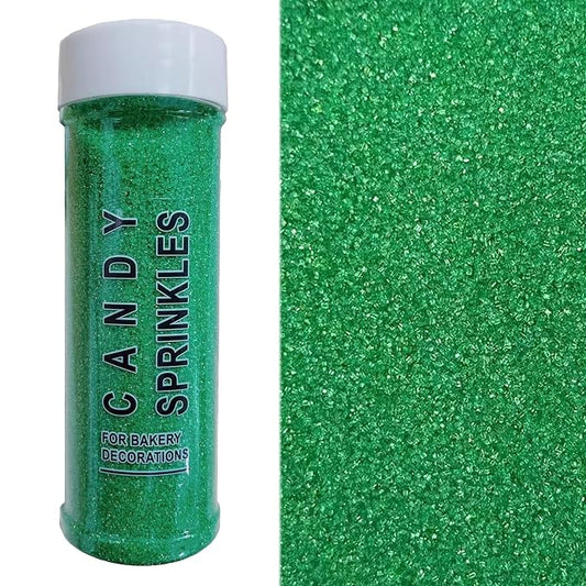 PhilaeEC Green Sanding Sugar Edible Sparkling Crystals for Baking Cake Decoration Cookie Ice Cream Cupcake Toppers Wedding Party Valentines Halloween Christmas Supplies 5oz