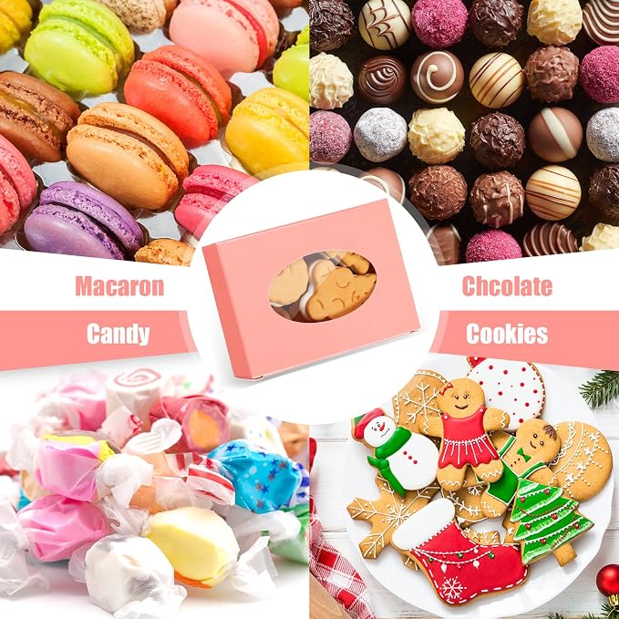 Spakon 30 Pcs Soap Boxes for Homemade Soaps 3.8 x 2.8 x 1.2 Inch Rectangle Soap Boxes with Window Small Gift Wrapping Box for Soaps Packaging Bakery Cookies Candy Party Favor Supplies(Pink)