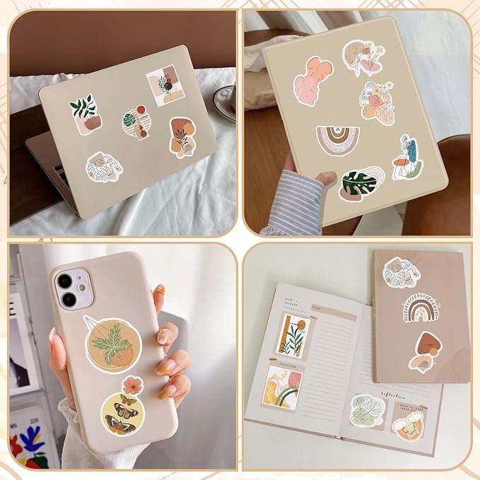 100 Pcs Bohemian Stickers for Scrapbooking, Waterproof Vinyl Boho Hippie Mandala Aesthetic Stickers for Laptops Water Bottles Journals, Decorative Decals for Teens Students Adults