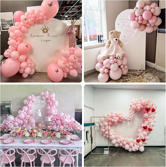 Jobkoo Pastel Pink Balloons 12 Inch, 100 Pack Baby Pink Balloon Light Pink Latex Balloons Matte Pale Soft Macaron Pink Helium Balloons for Gender Reveal Baby Shower Princess Birthday Party Decorations